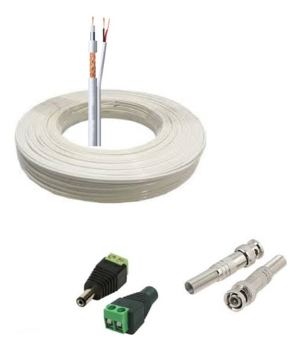 Kit Coaxial Cftv 4mm Bip. 90% Malha 50m +18 Conect. J28c