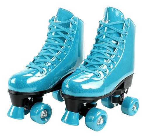 Patins Fenix Quad Roller Ajustável Retro Glitter Rosa Azul