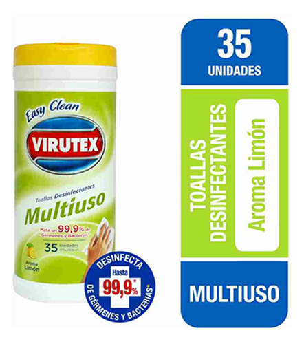 Toallas Virutex Desinfectante Multiuso Easy Clean 35-un -