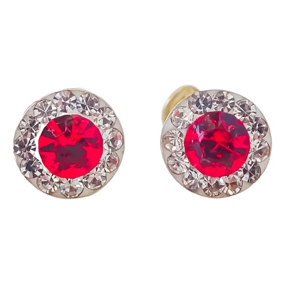 Amor Eterno - Broqueles Círculo Rojo Mini \u002F Aretes Oro 10k | Meses sin interés
