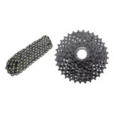 Kit Cassete K7 Sunrun 8v 11-32 Dentes + Corrente Index Mtb