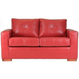 Sofa Franco 2 Cuerpos Pu Rojo Pata Madera / Muebles América