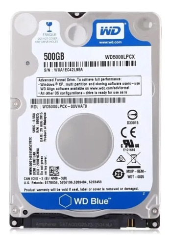 500g Disco Duro Interno Western Digital Blue 2.5 5400
