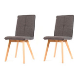 Silla Amanda Pack 2 Unid Chenille Y Madera