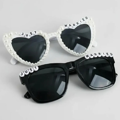 Lentes Para Boda Novio Y Novia Just Married Perlas Happening Negro Just Married
