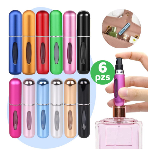 Mini Atomizador Para Perfume Recargable Capsula Viaje 6pcs