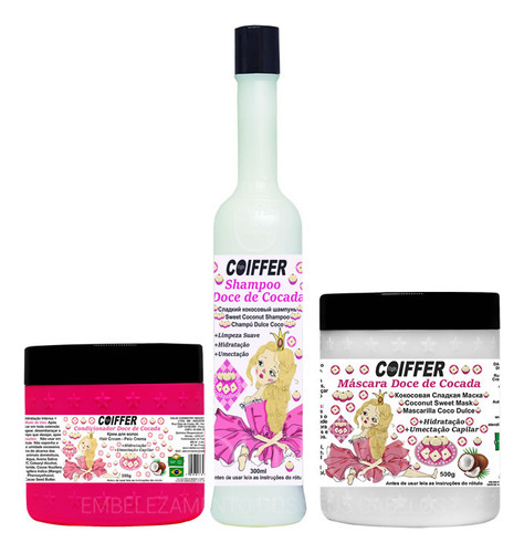 Kit Doce De Cocada Coiffer 3 Passos Shampoo, Másc. E Cond.