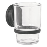 Portavaso Cepillero Negro Con Vaso D Vidrio Foset Aqua 45979