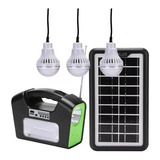 Kit Solar Camping Ampolletas Led Fm Rádio Bluetooth Mp3 Gd16 Color Negro