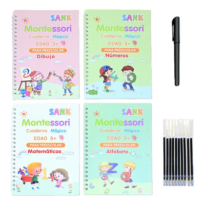 Set Cuadernos Mágicos Montessori 4 Piezas Preescolar | MercadoLibre