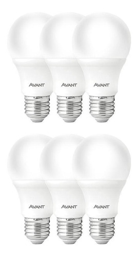 Kit 6 Lâmpadas Led Pera 9w 6500k Bivolt Luz Branca Avant