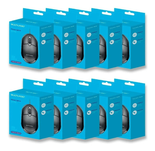 Kit Com 10 Mouse Para Pc Óptico Usb 1200dpi Atacado/revenda 