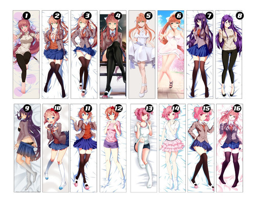 Dakimakura Doki Doki Literature 2 Lados Solo Funda 50x150 