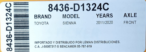Pastillas Freno Delantera Toyota Sienna Highlander 2010-2020 Foto 3