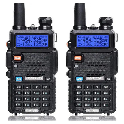 2 Radio Walkie-talkie De Comunicación Doble Banda Bf Uv-5r Color Negro | Envío gratis