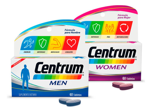 Multivitaminico Centrum Women Y Men X 60 Tabs Pack X 2