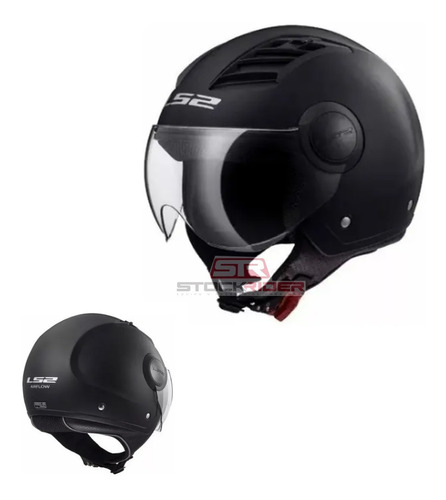 Casco Ls2 Of562 Airflow Solid Negro Mate Abierto