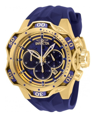 Relogio Masculio Invicta Reserve Venom Dourado E Azul