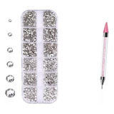 Strass Unha Nail Arte Pedrinhas Prata + Caneta Pega Strass