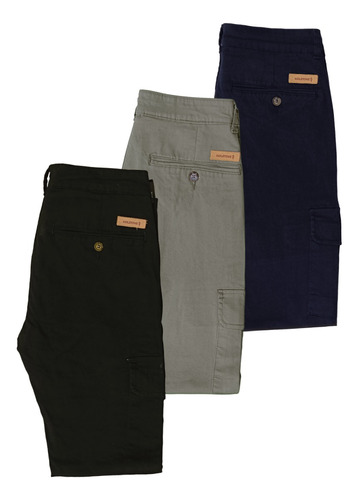 3 Pack Pantalón Estilo Chino Cargo Para Hombre Holstone