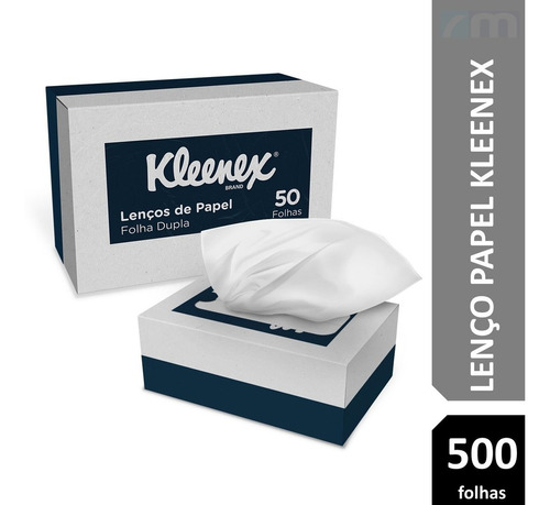 Lenço Facial De Papel Macio Luxo Kleenex Folha Dupla C 500un Kleenex Lenços Interfolhados En Unitário X 50 Unidades