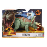 Dinosaurio Juguete Jurassic World Triceratops Ruge Y Ataca 