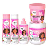 Kit Capilar Tratamento Infantil Sos Cachos Kids + Gelatina