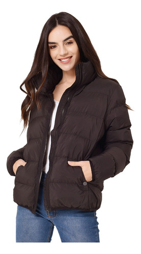 Campera Corta Puffer Simil Pluma Mujer Nofret Importada