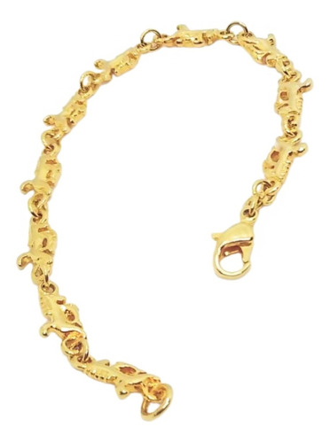 Pulsera De Oro Laminado 18k Nena Infantil Eslabon Caballitos