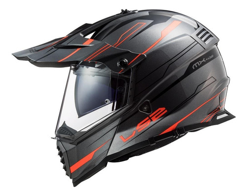 Casco Ls2 Pioneer 436 Knight Titanium Naranja Agrobikes