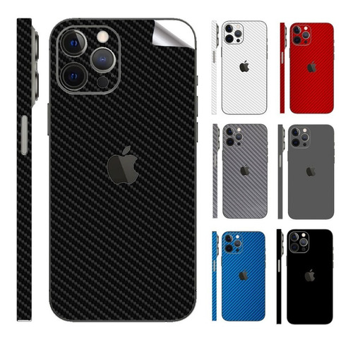 Skin Ploteo Adhesivo Carbono iPhone 11 12 13 14  Con Lateral