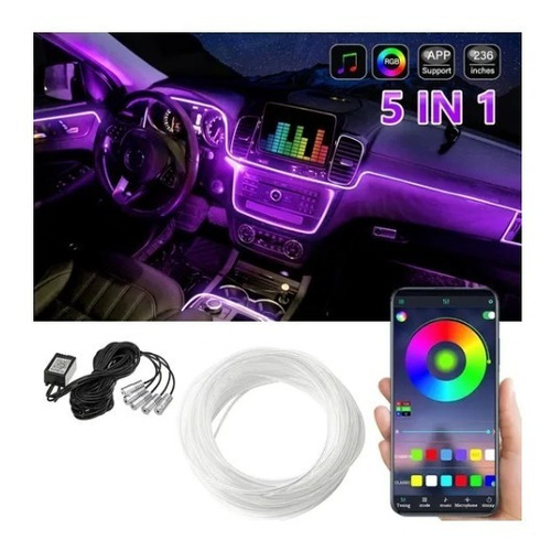 Fita Led Luz Interna Neon Painel Carro Tunning Rgb 64 Cor Tensão De Operação 12v 12v