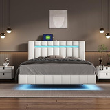 Cama Flotante Queen Size Con Luces Led - Bl