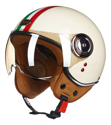 Beon-3/4 De La Cara Abierta Vintage Scotter Moto Casco,ece Q