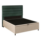 Cabeceira Base Cama Boxbaú Casal 138cm Hit Suedbgelinhoverde