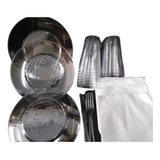 Kit Churrasco Descartavel  Luxo Forte Prato Copo Talher 