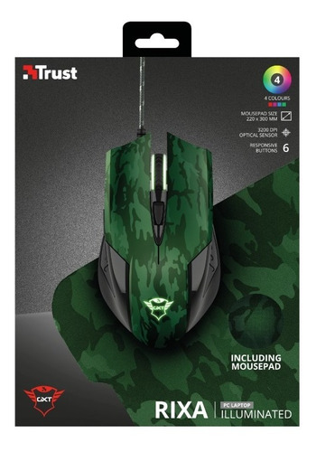 Combo Gamer Mouse+pad Verde Trust Gxt 781 Rixa Camo 23611  