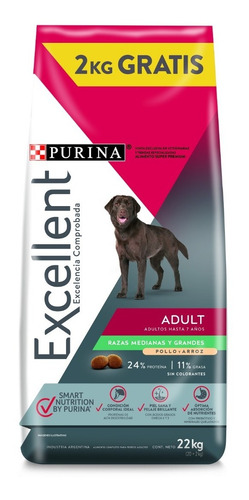 Excellent Perro Adulto Med/gr X 20 +2 Kg = 22 Kg Kangoo Pet