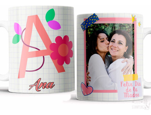 Taza Personalizada Día De La Madre Alfabeto Cn Foto Y Nombre