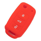 Funda Silicon Llave De Volkswagen 3 Botones En Rojo