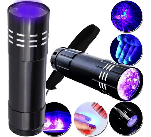 Mini Lanterna Profissional Fluorescente 9 Luz Led Uv Potente