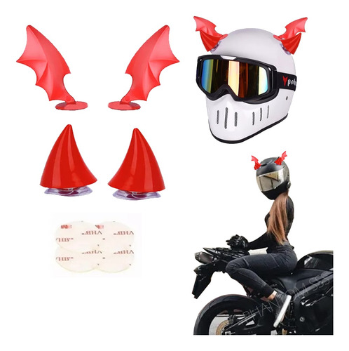 Parejas Demonio Cuernos Para Casco Motos Kawaii Diseño 4pcs 