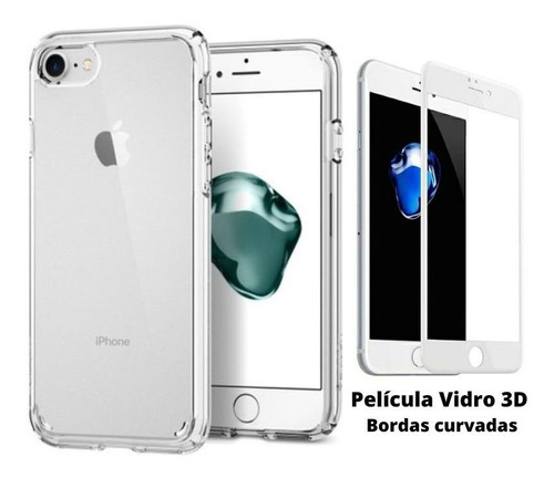 Kit Capa Space+ Película De Vidro 3d Compatível iPhone 7 / 8