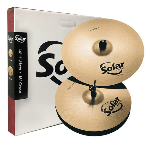 Set Pratos Sabian By Solar Bateria Pol 14 Hi-hats 16 Crash