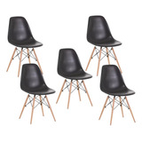Silla Moderna Eames Minimalista Set 5pz Modernas Estructura De La Silla Madera Asiento Negro