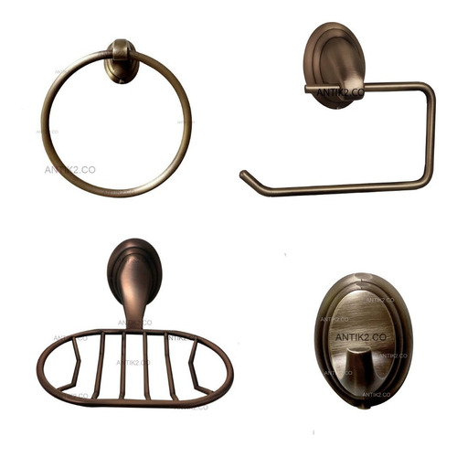 Juego Accesorios Baño  Vintage X 4 Bronce Antiguo