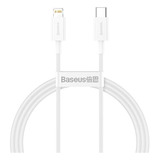 Cable Lightning Usb-c Pd De 20 W, 1 M, Turbo Baseus Para iPhone iPad, Color Blanco