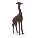 Escultura Girafa Em Poliresina Geométrica Preta 30cm Moderno Cor Preto