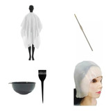 Kit Para Mechas Gorro Silicón + Aguja+ Brocha + Taza + Capa