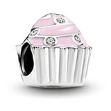 Pandora Joyería Rosa Cupcake Cubic Zirconia Charm En Plata